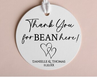 Gold Foil Wedding Favor Tags: Personalized Coffee Bean Design
