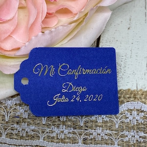 Mi Confirmacion Favor Tags, Mi Bautizo Favor Tags, Gold Foil Tags, Pick Your Colors