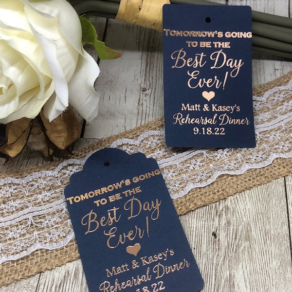 Pick Your Colors-3" Wedding Rehearsal Dinner Favor Tags, Best Day Ever Favor Tags, Rehearsal Dinner Favor Tags, Gold Foil Tags