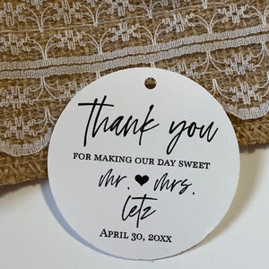 Personalized Wedding Favor Tags: Thank You, 2-inch Round