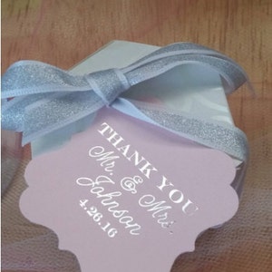 2" Thank You Favor Tags, Blush Silver Foil Favor Tags, Wedding Tags, Wedding Favor Tags, Foil Wedding Tags