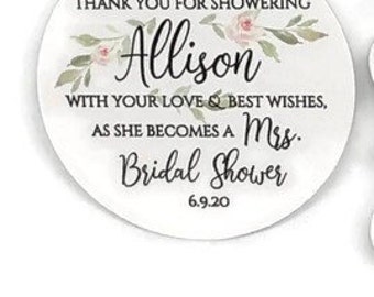 Floral Bridal Shower Favor Tags: Custom Thank You Tags, 2" Round