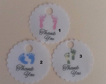 1.5" Various quantities, Baby shower favor tags, Baby shower feet tags, Baby foot print tags, Favor Tags