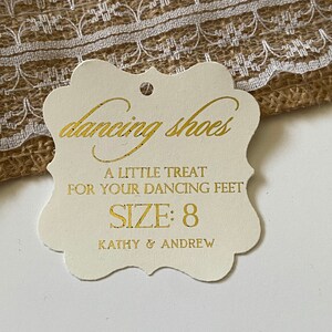 Personalized Dancing Shoes Gold Foil Favor Tags - Wedding Flip Flop Tags