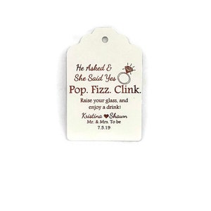 Personalized Gold Foil Engagement Party Favor Tags (2.25&quot; x 1.5&quot;)