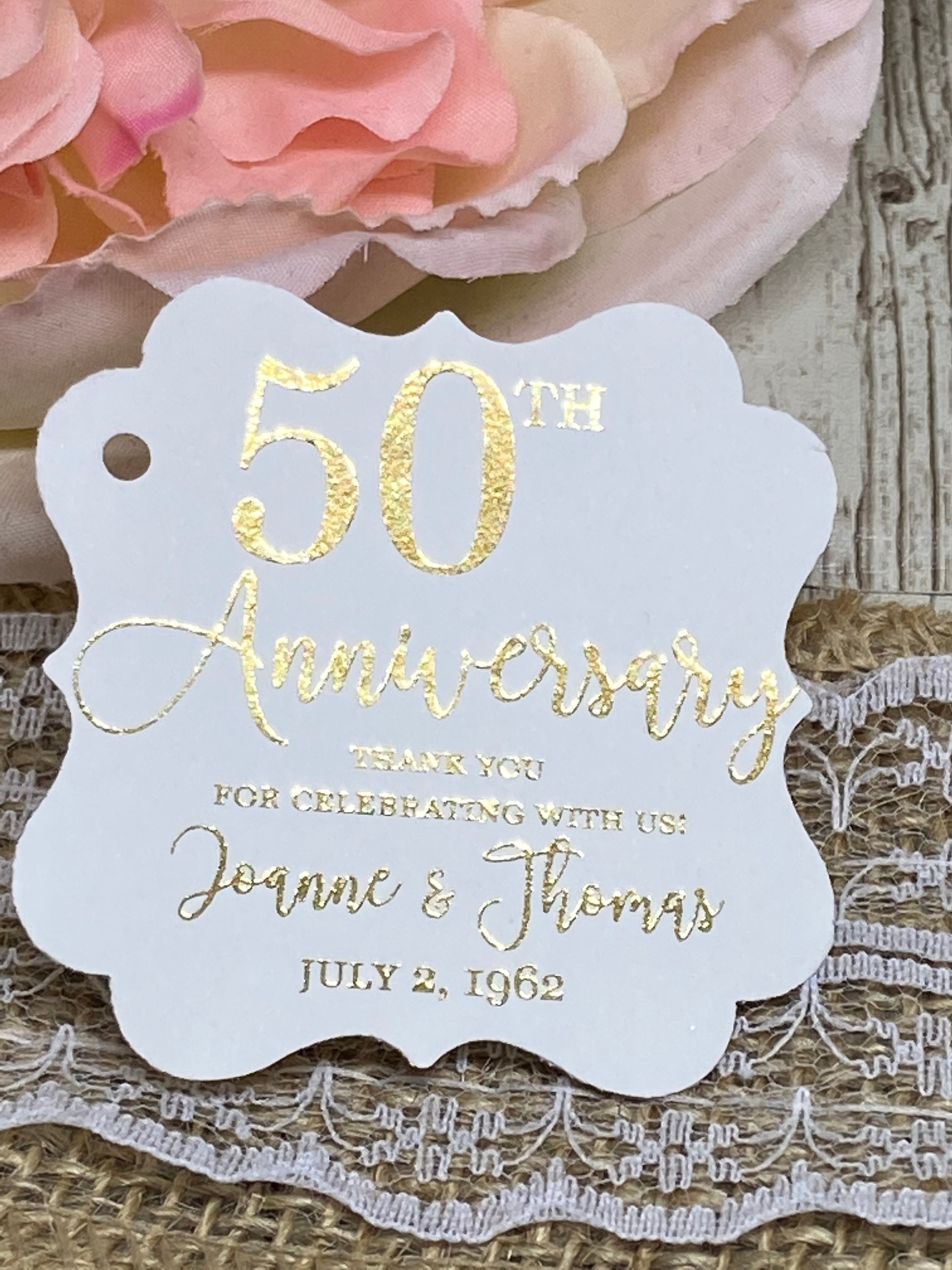 Anniversary Favor Tags Gold Foil Tags Wedding Anniversary | Etsy