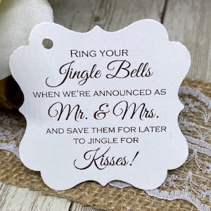 Etiquettes de cadeaux de mariage, Étiquettes de Jingle Bells de mariage, Étiquettes de faveur Jingle pour baisers, Étiquettes en feuille d'or, Choisissez vos couleurs, Étiquettes de fabricant de bruit de mariage