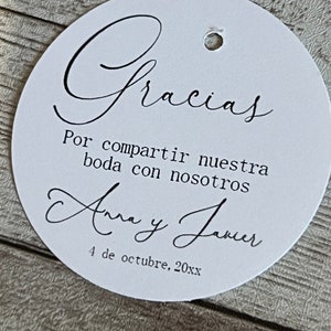 Étiquettes de mariage, Étiquettes de faveur en espagnol, Etiquetas de recuerdo de boda españolas, gracias favor etiquetas