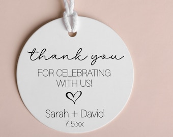 Personalized Wedding Favor Tags: Gold Foil Tags, Thank You, 2" Round