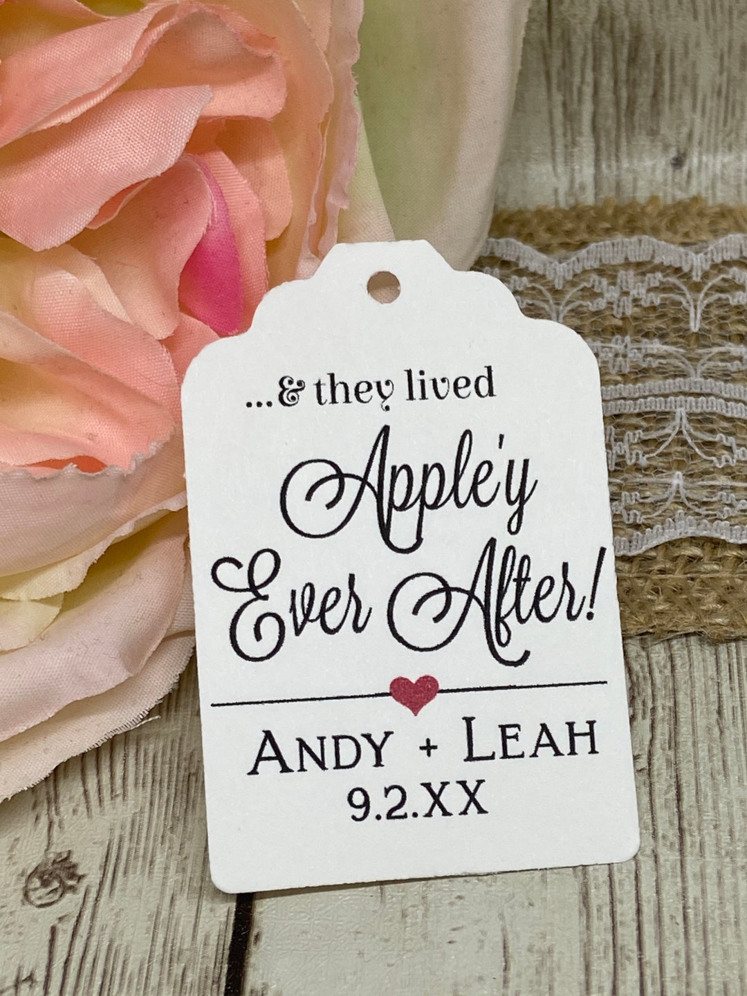 Wedding Tags, Wedding Favor Tags, Apple'y Ever After Favor Tags, Apple ...