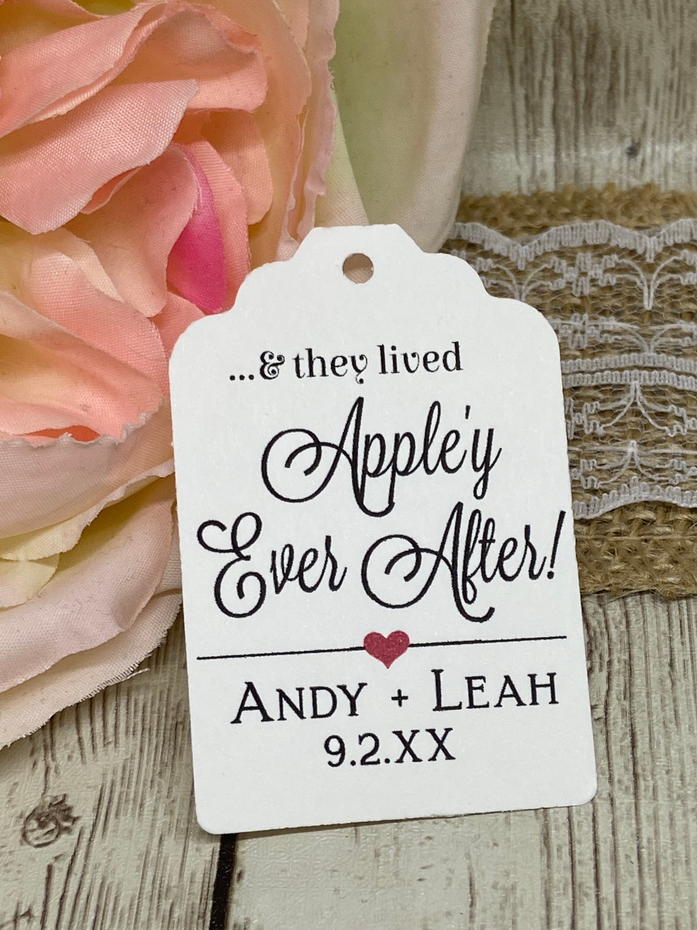 Apple'y Ever After Wedding Favor Tags: Personalized Thank You Tags, 2.25" x 1.5" Size