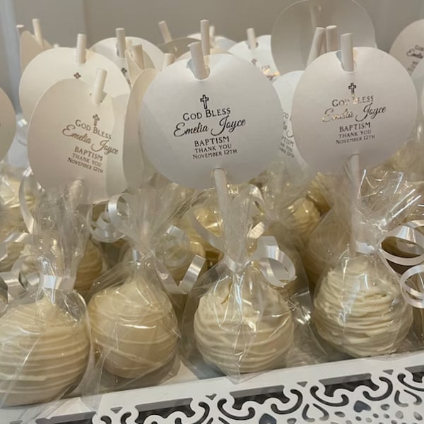 2” Cake Pop Tags, Candy Apple Favor Tags, Gold Foil Tags, Communion Cake Pop Tags, Baptism Cake Pop Tags, Confirmation Cake Pop Tags