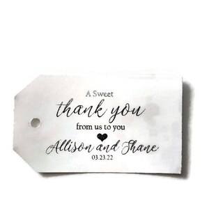 2.3" x 1.4" A Sweet Thank You, Wedding Favor Tags, Wedding Tags, Gold Foil Tags, Silver Foil Tags, Foil Thank You Favor Tags