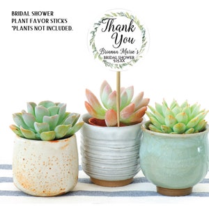 Succulent Favor Sticks, Bridal Shower Plant Favor Sticks, Personalized Plant Greenery Favor Sticks