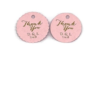 Small 1&quot; Gold Foil Thank You Tags, Gold Foil Tags, Blush Pink Favor Tags, Wedding Favor Tags, Wedding Tags, Cream Rose Gold Silver Black +