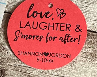 Personalized Smore Wedding Favor Tags: Gold Foil Thank You Tags, 2" Size