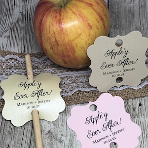 Pick Your Colors-Appley Ever After Favor Tags, Wedding Favor Tags, Caramel Candy Apple Favor Tags, Apple'y Ever After Tags, Wedding Tags