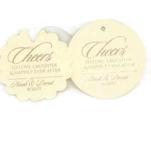 2&quot; Gold Foil Tags, Custom Gold Foil Tags, Wedding Favor Tags, Cheers Champagne Tags, Foil Wedding Tags, Blush Burgundy Navy +