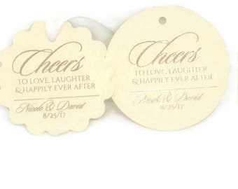 2" Gold Foil Tags, Custom Gold Foil Tags, Wedding Favor Tags, Cheers Champagne Tags, Foil Wedding Tags, Blush Burgundy Navy +