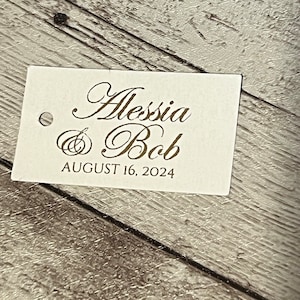 Small Wedding Favor Tags, Gold Foil Tags, Personalized Favor Tags, Thank You Tags, Pick Your Foil & Card Stock, Rectangular Favor Tags
