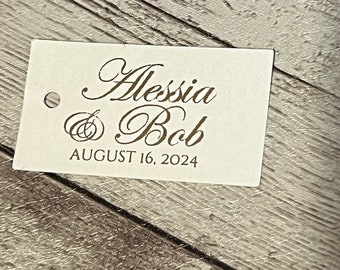 Gold Foil Wedding Favor Tags: Personalized Thank You, Small Size
