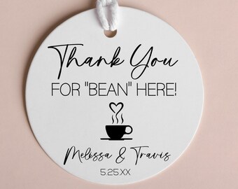 Personalized Wedding Favor Tags: Coffee Bean Favor Design, 2" Round
