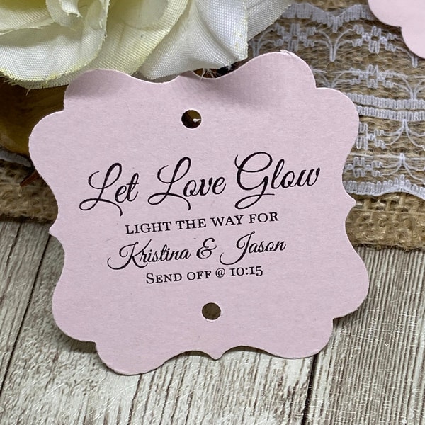 Various Card Stock Available-Let Love Glow Favor Tags, Sparkler Favor Tags, Glow Stick Favor Tags, Wedding Tags, Sparkler Send Off Tags