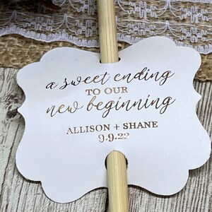 Gold Foil Wedding Favor Tags: Sweet Ending Cake Pop Tags, 2&quot; Size