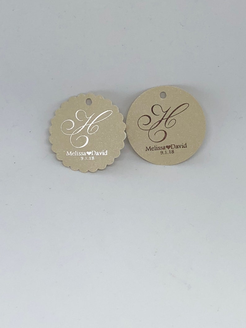 1.5 Monogram Foil Wedding Tags Favor Tags for Weddings Monogram Wedding Tags Gold Foil Tags Wedding Favor Tags Wedding Tags