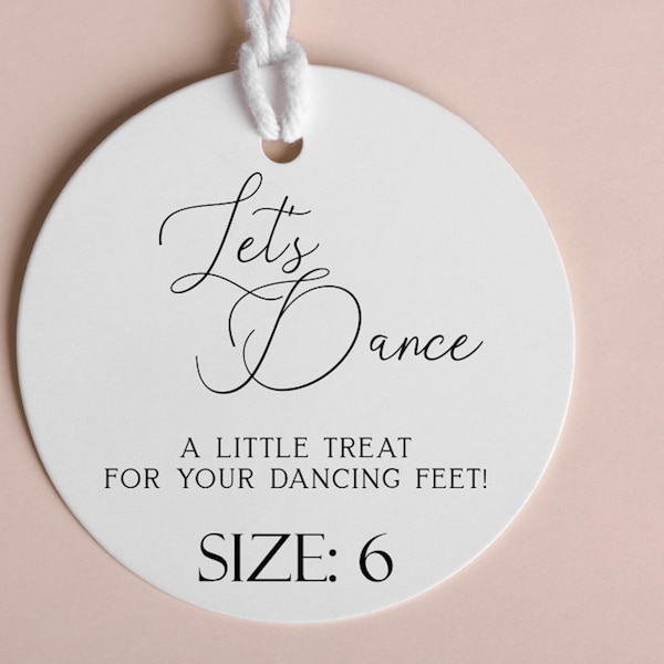 Foil Flip Flop Favor Tags: Wedding Dance Shoe Size, 2" Size
