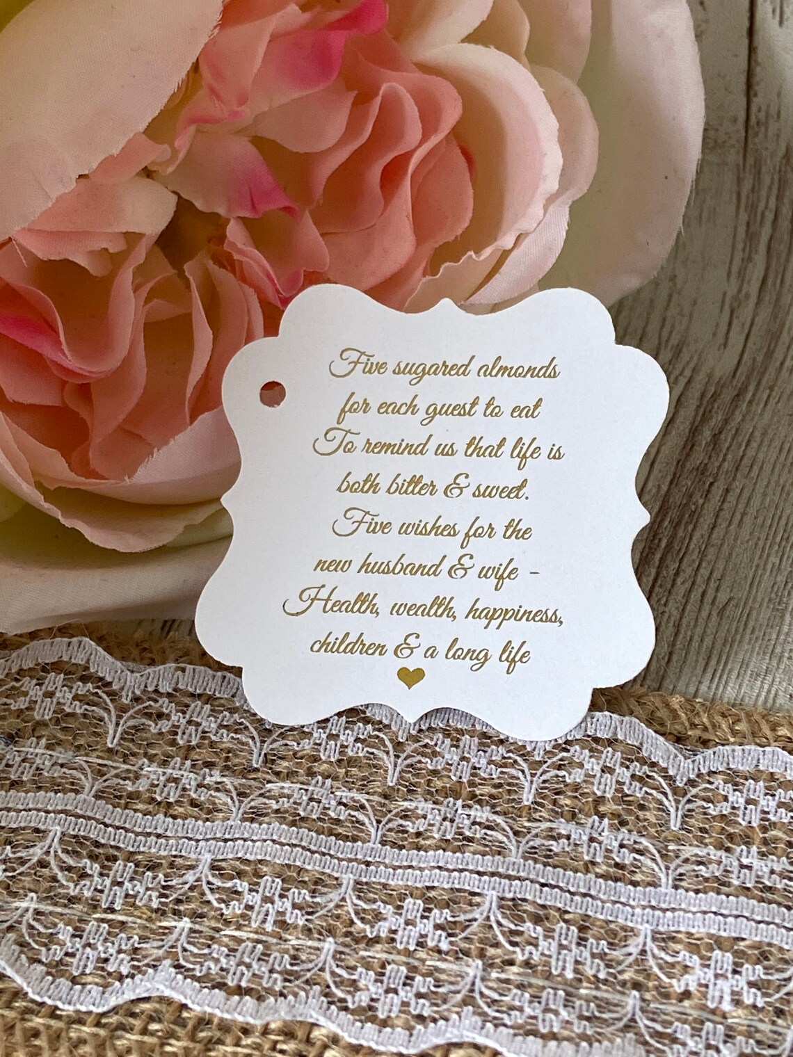 Wedding Favor Tags Sugared Almond Favor Tags Gold Foil Tags | Etsy