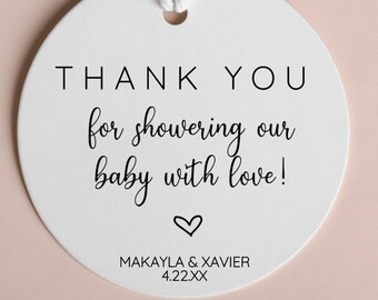 Baby Shower Favor Tags: Personalized Couple's Baby Shower, 2" Round