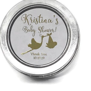 Personalized Baby Shower Favor Labels: 2&quot; Round Foil Stickers