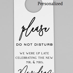 Personalized Wedding Hotel Door Hangers: Black Text, Perforated Cardstock