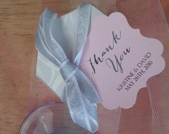 2" Wedding Favor Tags, Wedding Tags, Thank You Foil Tags, Thank You Favor Tags, Blush Silver Foil Tags, Silver Foil Tags, Silver Print Tags