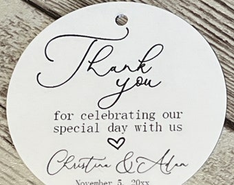 Wedding Favor Tags: Personalized Gold Foil Thank You Tags, 2" Round