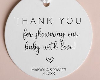 Personalized Baby Shower Favor Tags: Couple's Shower Theme Pick Your Foil, 2" Round