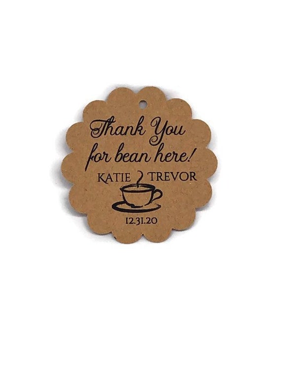 2 1/4 Thank You For Bean Here Coffee bean favor tags Etsy