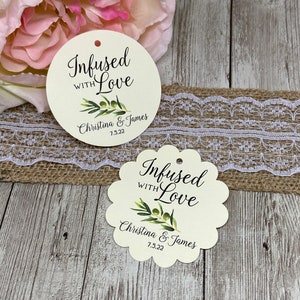 Pick your Cardstock-Wedding Favor Tags, Wedding Tags, Gold Foil Tags, Infused With Love, Olive Oil Favor Tags, Olive Branch Favor Tags