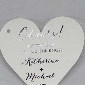 Gold Foil Heart Wedding Favor Tags: Champagne Cheers, 2 3/8&quot; Size