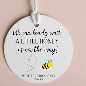 2 inch Size -Baby Shower Favor Tags, Honey Bee Themed, We Can Bearly Wait Honey On The Way, Honey Favor Tags, Baby Shower Favor Tags