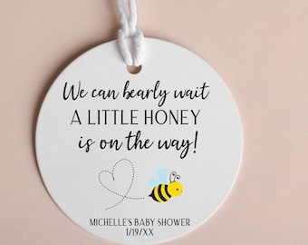 Honey Bee Baby Shower Favor Tags: "We Can Bearly Wait" 2 inch