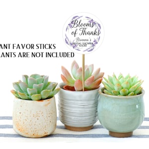 Lavender Theme Plant Favor Sticks, Blooms of Thanks, Bridal Shower Plant Favor Sticks, Personalized Plant Greenery Favor Sticks