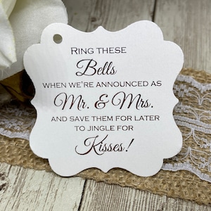 Etiquettes de faveur de mariage, Etiquettes de faveur de cloche de mariage, Étiquettes de faveur Jingle pour bisous, Étiquettes en feuille d'or, Choisissez vos couleurs, Étiquettes de fabricant de bruit de mariage