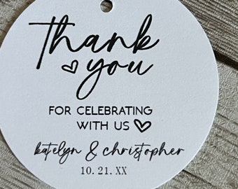 Personalized Wedding Favor Tags: Thank You Celebration Tags, 2" Round