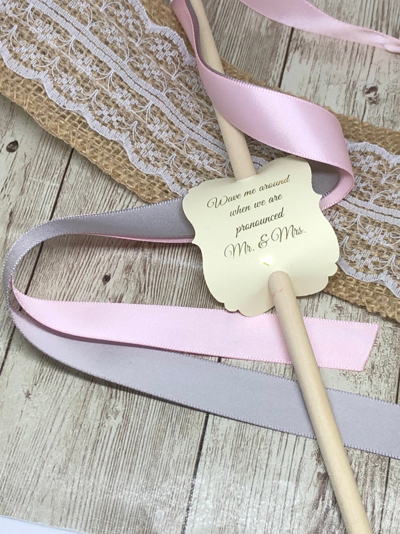 Gold Foil Tags Wand Send off Tags 2.25 Ribbon Wand Favor Tags Wedding Tags Ribbon Wand Tags Blush Navy Cream Burgundy Fuchsia +