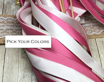 400 Ribbon Wand Send Off Wands, Ribbon Wands,  Wedding Exit Send Off, Double Satin Ribbon Wands, With or without bell, Pick Your Colors