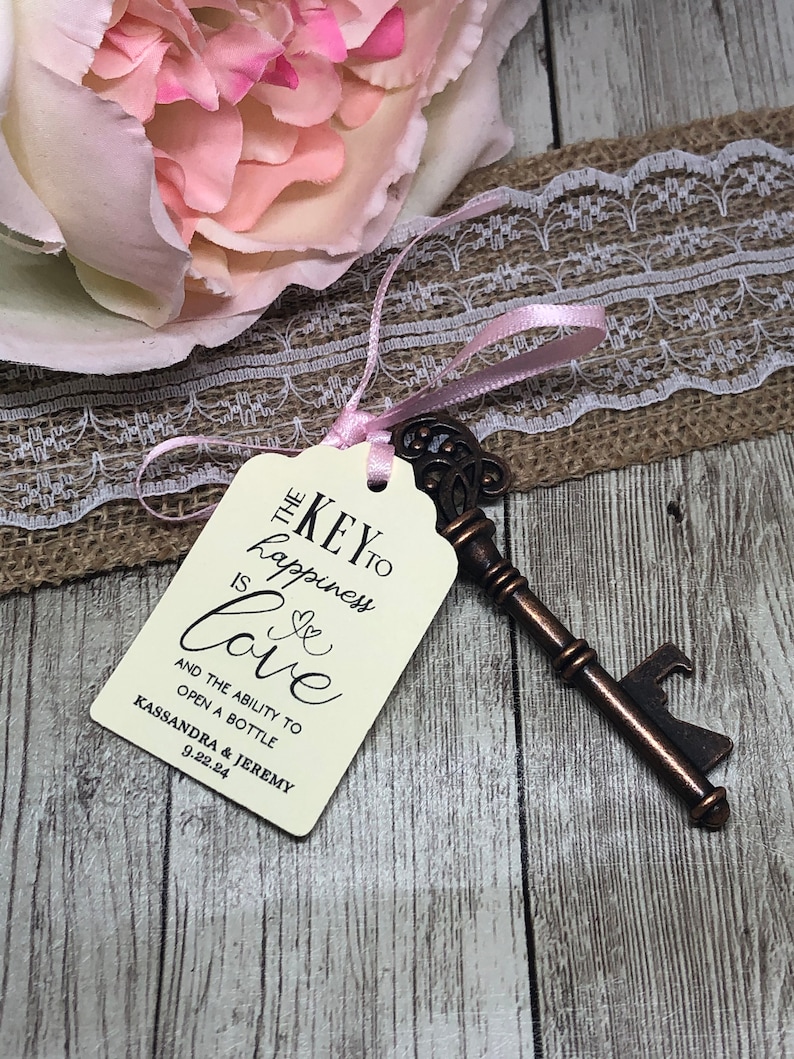 2.7x 1.9 Wedding Favor Tags Gold Foil Tags Key | Etsy
