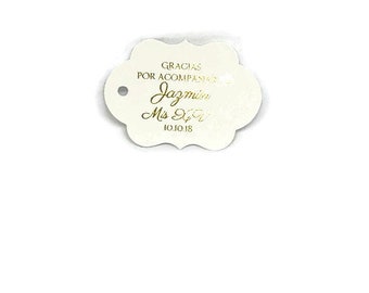2" Sweet 15 Mis XV Anos Quinceanera, Gold Foil Tags, Mis Quince Favor Tags, Sweet 15 Favor Tags, Blush Navy Silver Rose Gold +++