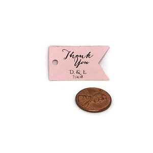 Small 1.25&quot; Thank You Banner Favor Tags, Wedding Favor Tags, Gold Foil Tags, Blush Gold Favor Tags, Wedding Tags, Navy Black Cream Rose Gold